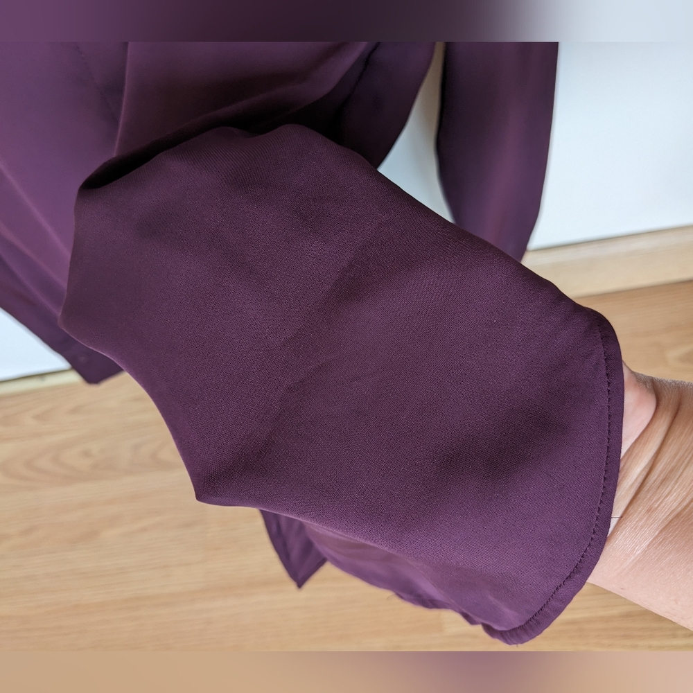 Women's Burgundy Long Sleeve Blouse - Picture 7 of 9